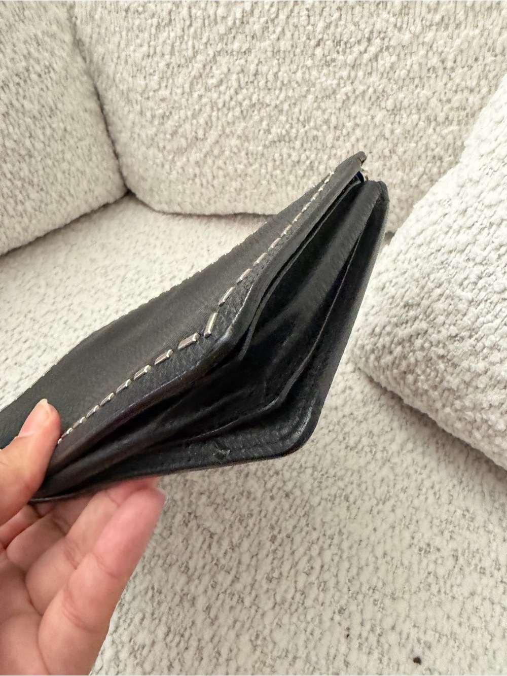 Fendi Selleria Black Leather Wristlet Clutch with Contrast Stitch - Picture 7 of 11